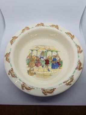 Royal Doulton Size 6" Bunnykins At The Post Office Oatmeal Bowl Vintage Nursery